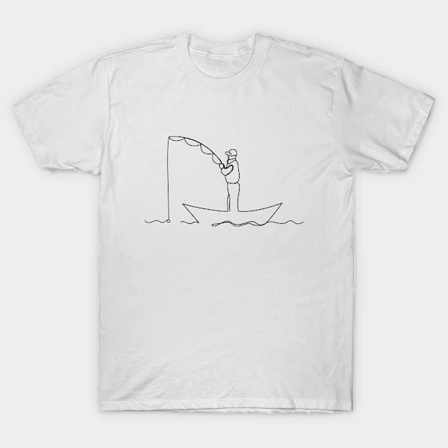 The man is fishing from the boat. T-Shirt by Fresh look